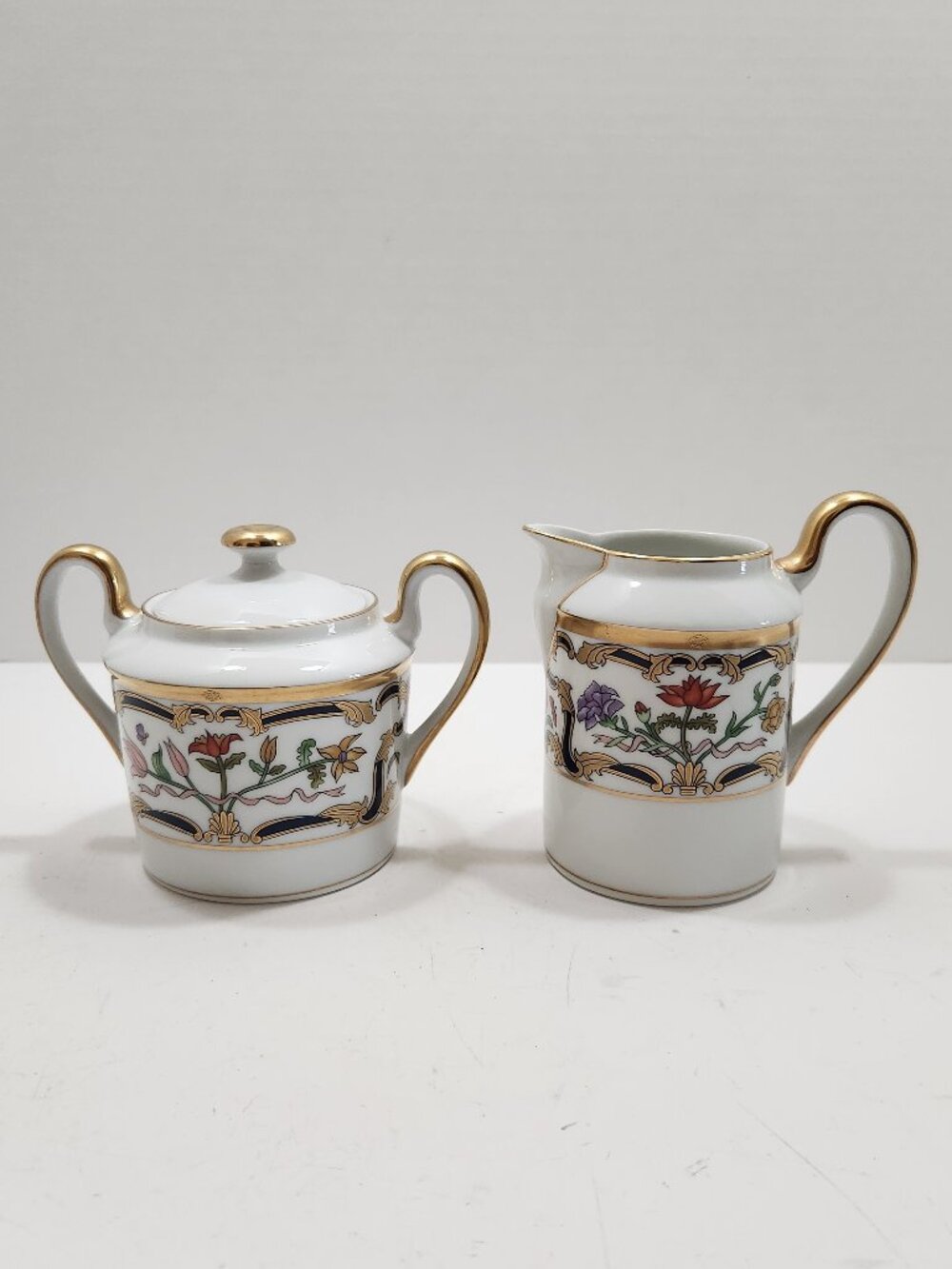 RETIRED Christian Dior Renaissance Sugar Bowl W/Lid & Creamer Set Gold/Porcelain